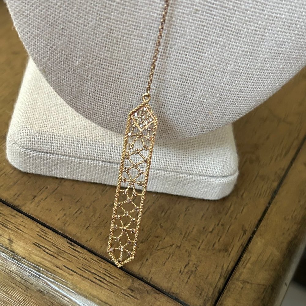 Rarities Carol Brodie 0.5 ctw CHAMPAGNE DIAMOND Lace Y Drop Necklace NWT - Picture 10 of 11